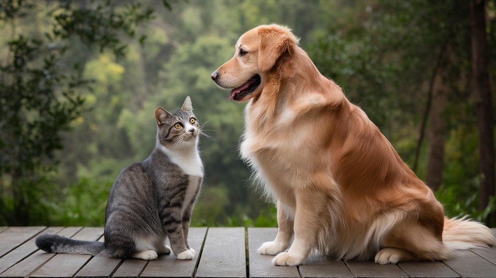 Perro y gato en casa
